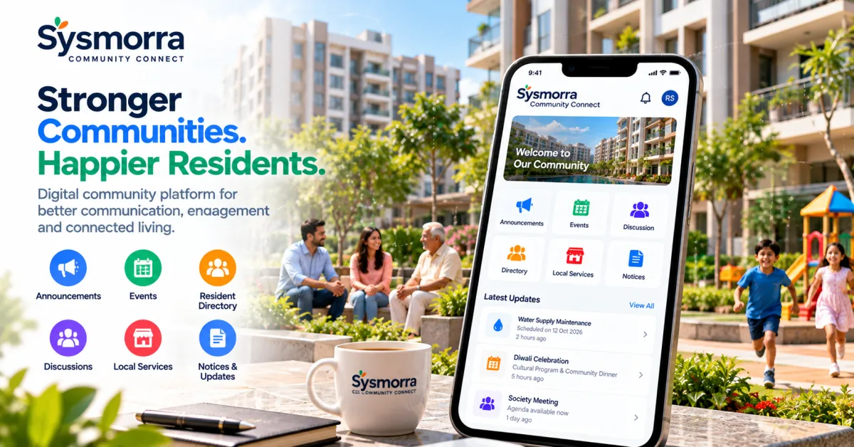Digital community management platform connecting residents through announcements, events, discussions and community services.